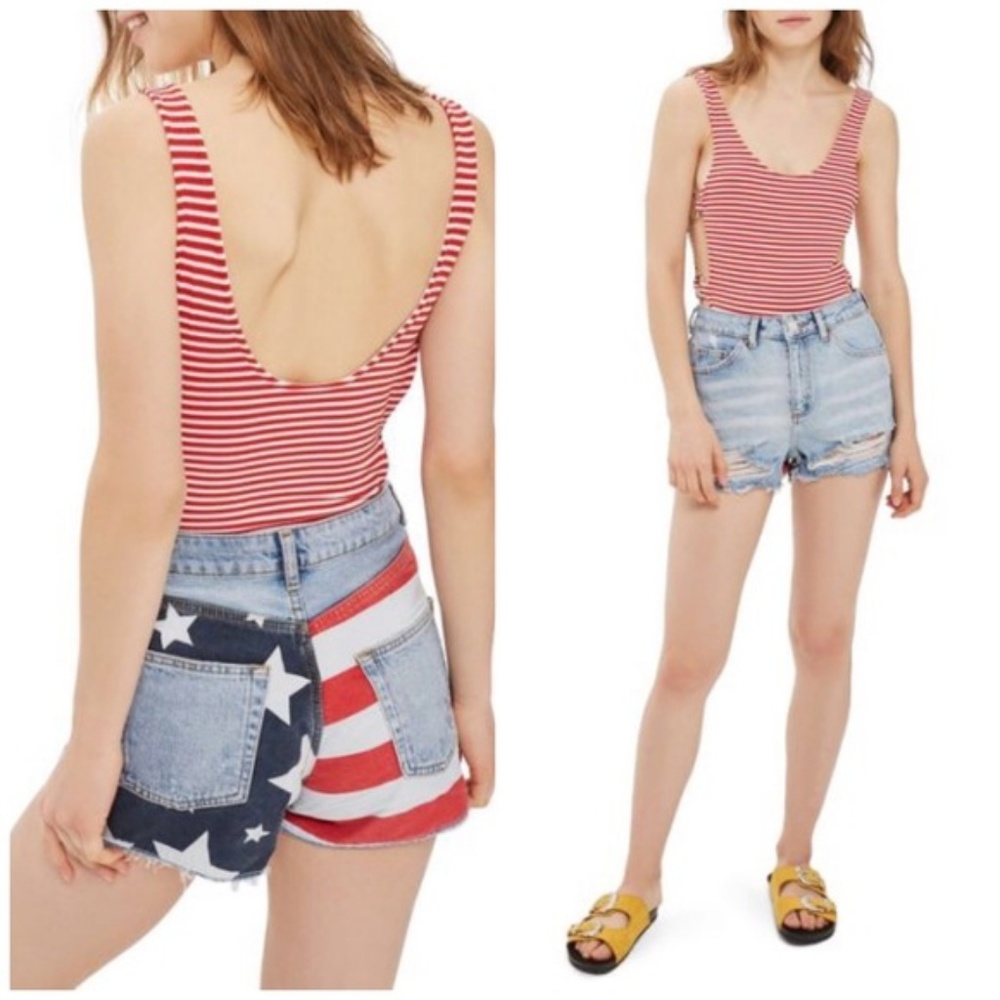 distressed american flag denim shorts topshop NWT